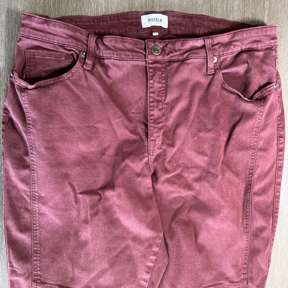 Pistola Skinny Audrey Moto Jeans Maroon Red Burgundy 18 W - Picture 3 of 10
